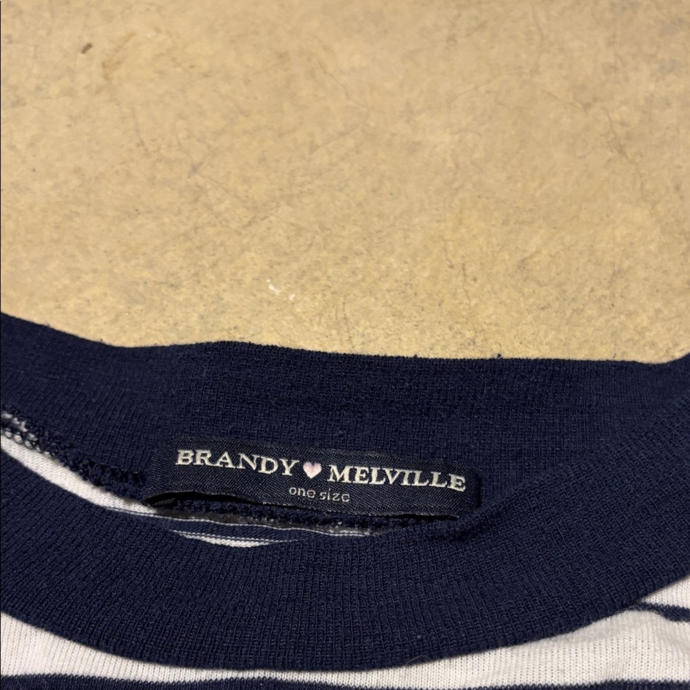 Brandy Melville Striped Navy Long Sleeve Shirt OS - Picture 2 of 3